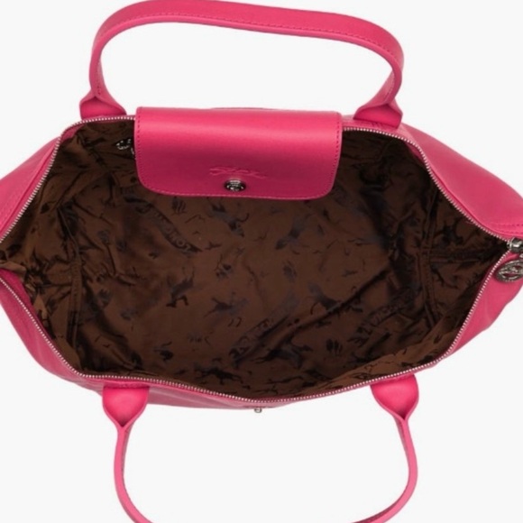 Authentic Longchamp Le Pliage Cuir Leather Zip Tote medium Shoulder Bag - Picture 14 of 16